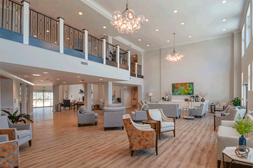 Bright and spacious common area with comfortable seating