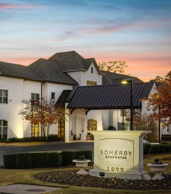 Exterior view of Somerby Edgewater at sunset