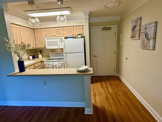 Bright and welcoming kitchen area in a resident room