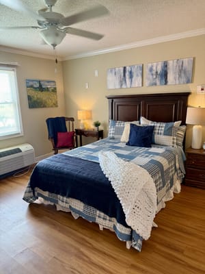 Cozy resident room with bed and decor