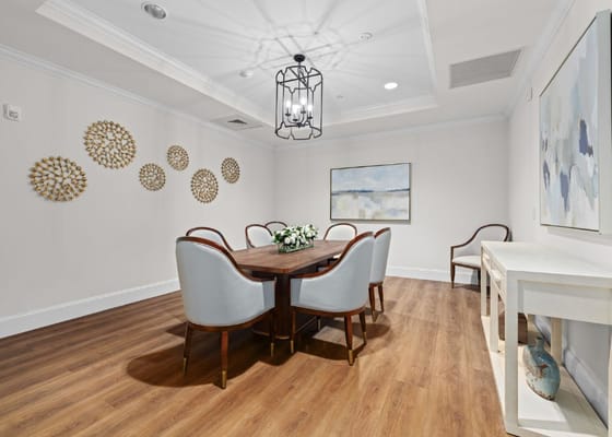 Interior common area with a dining table and decor
