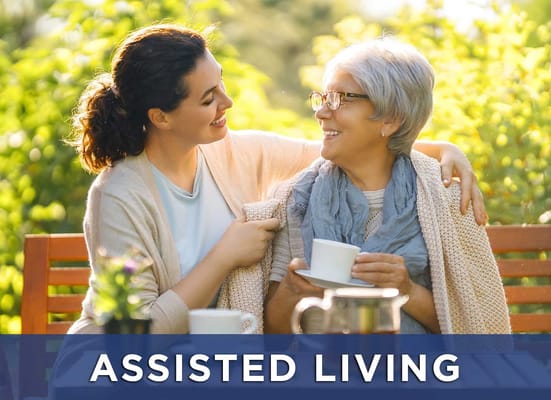 Caregiver and resident enjoying time outdoors