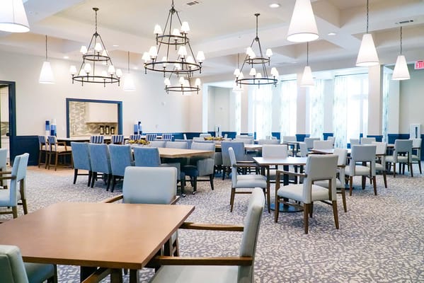 Interior dining area with tables and chairs