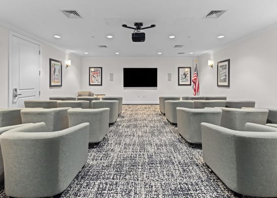 Interior view of a common area with seating