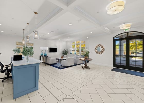 Bright and welcoming lobby of the facility