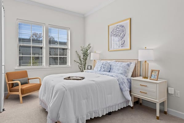 Cozy private resident bedroom with natural light