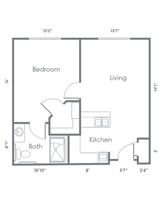Architectural floor plan of a living space
