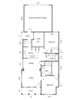 Architectural floor plan of a residence
