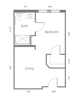 Architectural floor plan of a residential unit