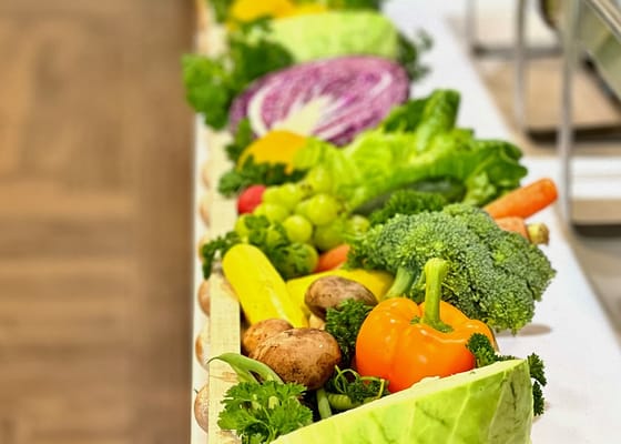 A colorful assortment of fresh vegetables displayed