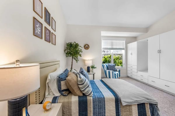 Cozy resident bedroom with decorative wall art