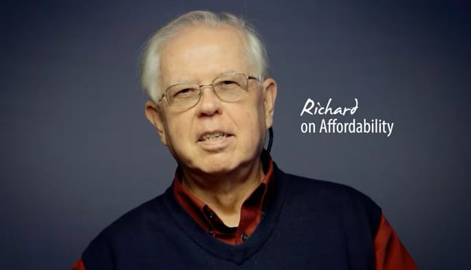 Resident discussing affordability in a well-lit setting