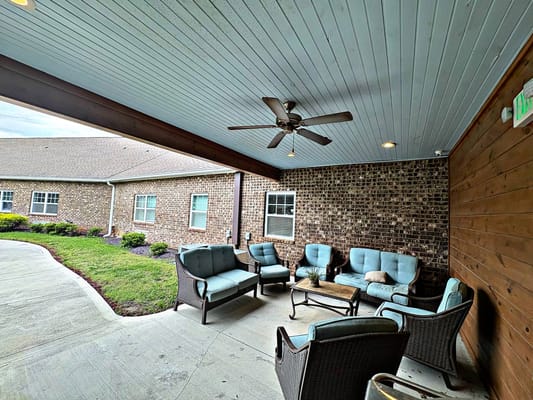 Outdoor seating area with comfortable chairs