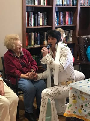 Entertainment event with a performer and resident interaction