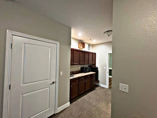 Interior view of a kitchen area in a senior living facility
