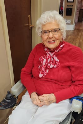 Happy resident in a cozy interior setting