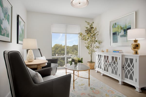 Bright interior living space with modern decor