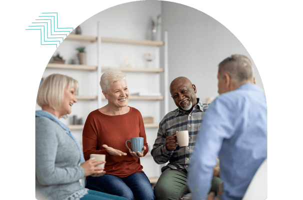 Residents enjoying conversation in a common area