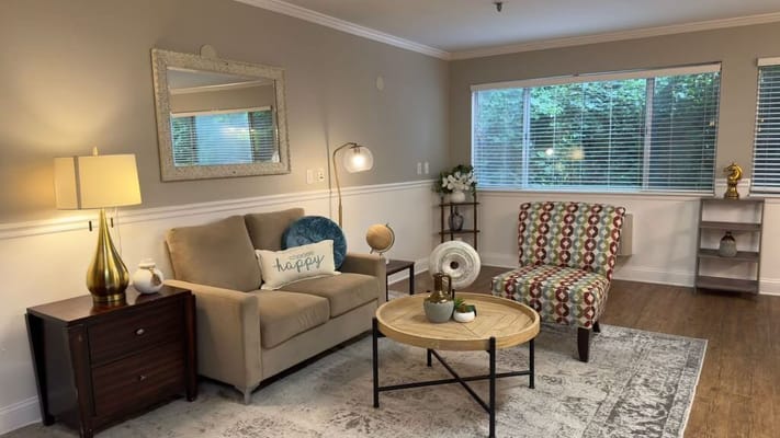 Cozy common area with comfy seating and natural light
