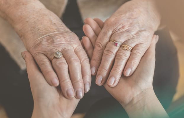 Close-up of hands showing connection between generations