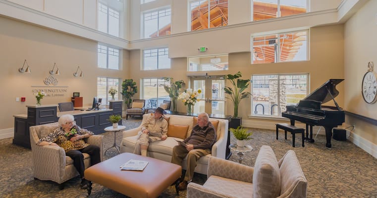 Residents enjoying time in the facility's common area