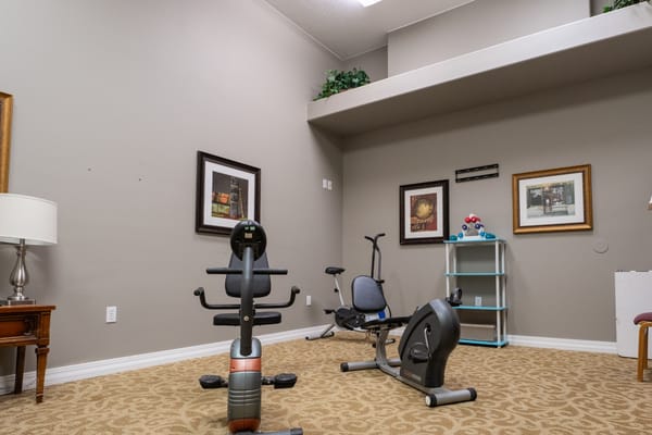 Exercise equipment in a fitness area