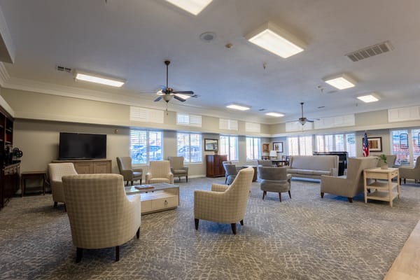 Common area with seating and natural light