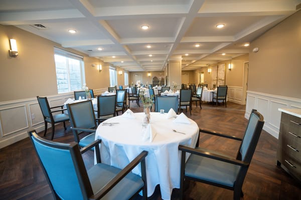 Elegant dining room set up for a meal