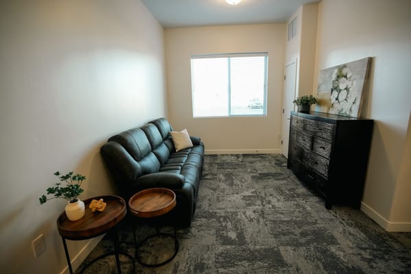 Cozy interior room with a sofa and dresser
