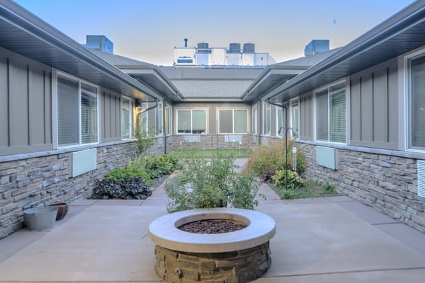 Garden courtyard area with walkways and landscaping