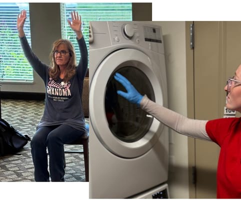 Resident participating in an activity inside the facility