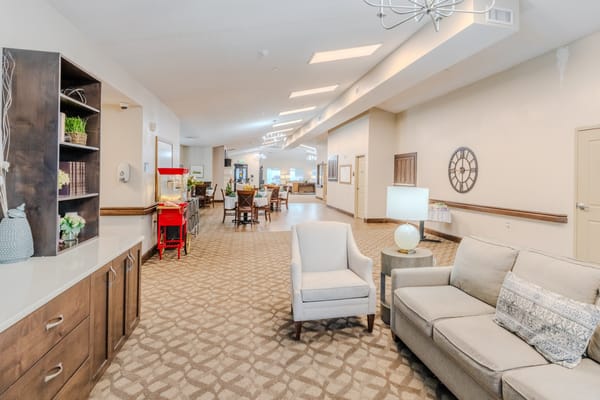 Interior view of a common area with seating