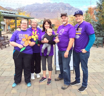 Residents and staff participating in an outdoor event