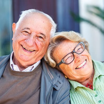 Happy elderly couple enjoying each other's company