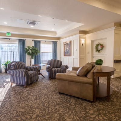 Bright common area with comfortable seating