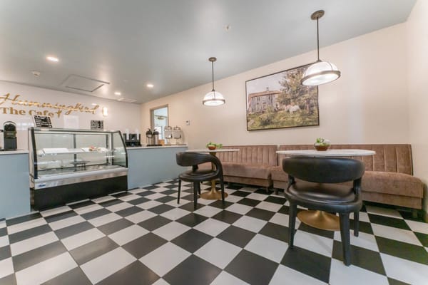 Interior view of the café area with seating