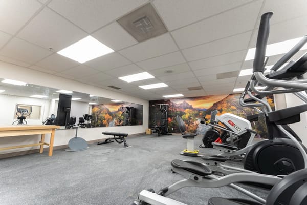 Interior view of a fitness area in a senior living facility