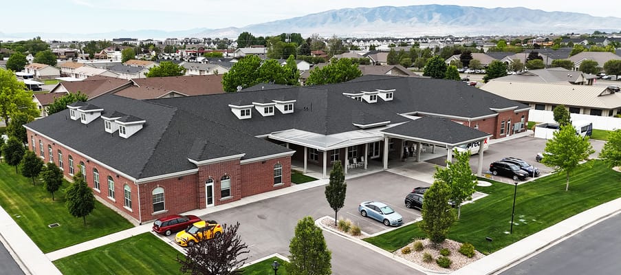 Aerial view of Welcome Home Assisted Living facility