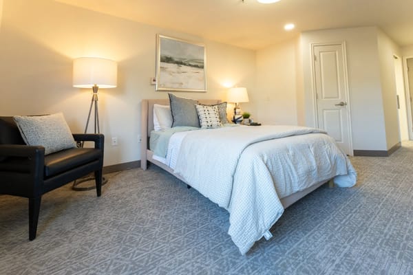 Cozy private resident room with light decor