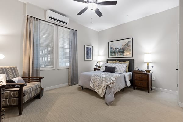 Cozy bedroom in a senior living facility
