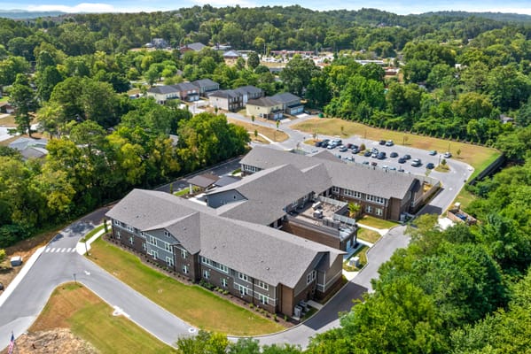 Aerial view of Rockbridge at the Palms senior living facility