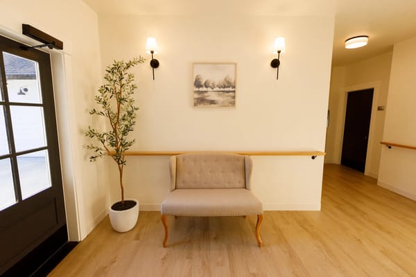 Cozy seating area in a well-lit interior space