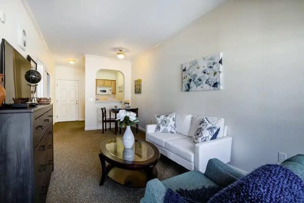 Cozy living room interior of a resident unit
