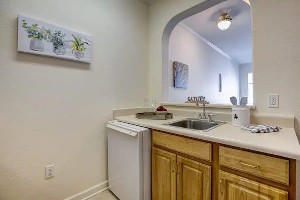 In-house kitchenette area with decor