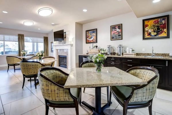 Dining room area with elegant table settings