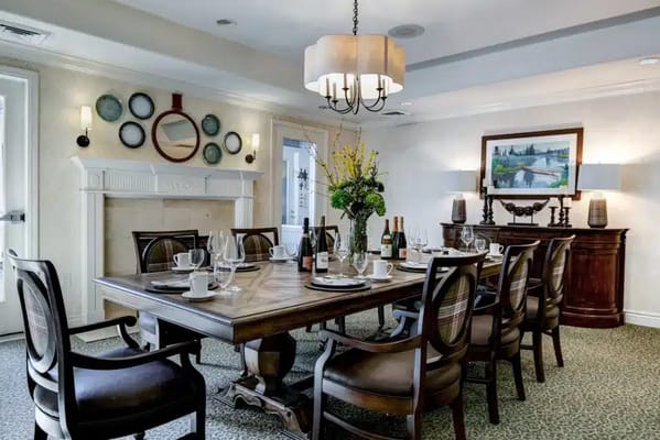 Elegant dining room setup with table and decor