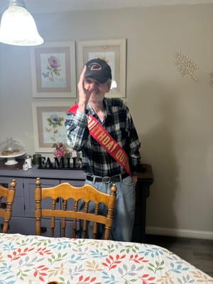 Resident celebrating a birthday in the common area