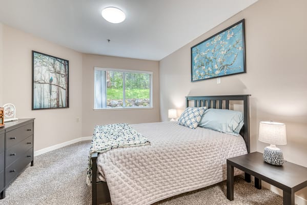 Cozy resident room with decor and natural light
