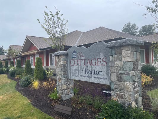 Exterior view of The Cottages of Renton facility sign