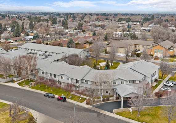 Aerial view of Hearthstone Senior Living facility